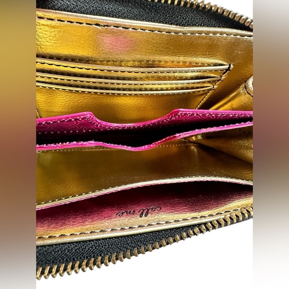 STELLA & DOT faux leather wallet wristlet 6”x 4” snake print - Picture 3 of 5